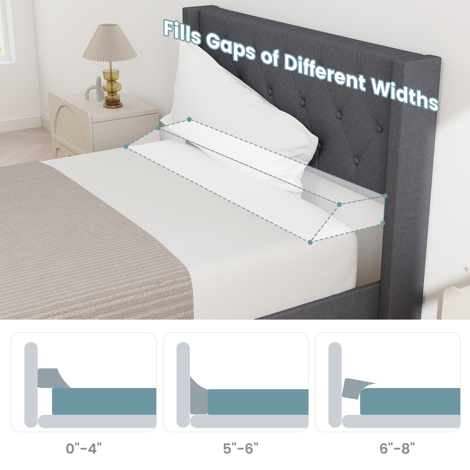 Bed Wedge Pillow with Storage Bag-Twin Size, Gray Bedding at Gallery Canada