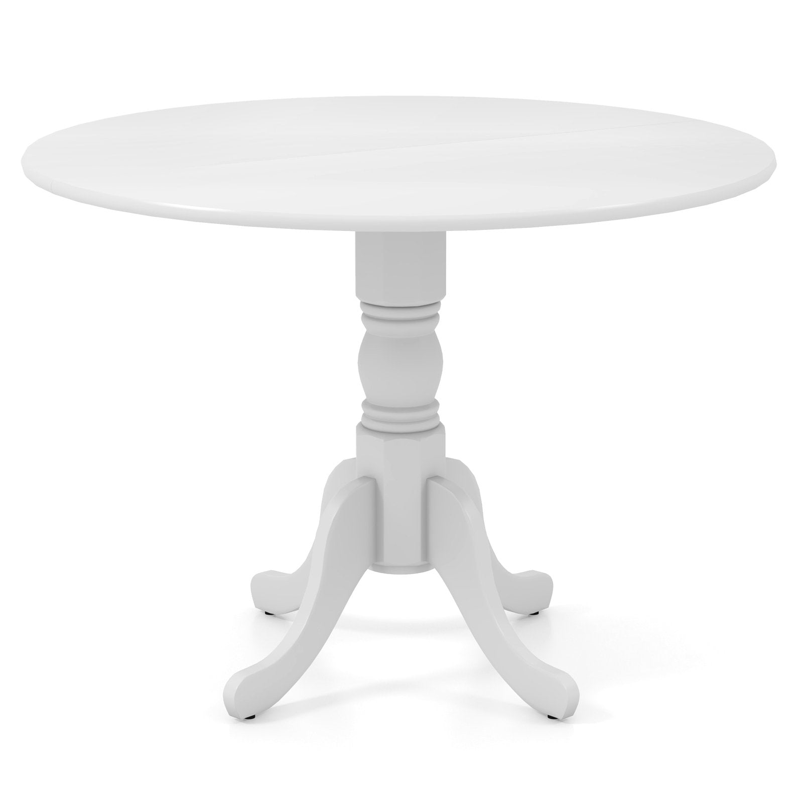 Wooden Dining Table with Round Tabletop and Curved Trestle Legs, White Dining Tables   at Gallery Canada