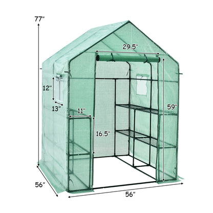 Walk-in Greenhouse 56 x 56 x 77 Inch Gardening with Observation Windows, Green - Gallery Canada