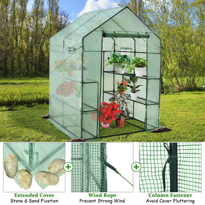 Walk-in Greenhouse 56 x 56 x 77 Inch Gardening with Observation Windows, Green - Gallery Canada