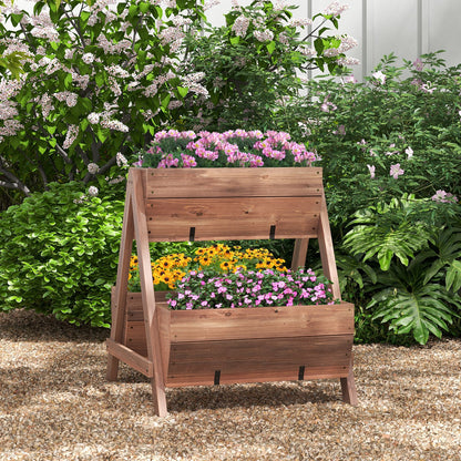 Vertical Raised Garden bed with 3 Wooden Planter Boxes-S, Brown Raised Garden Beds   at Gallery Canada