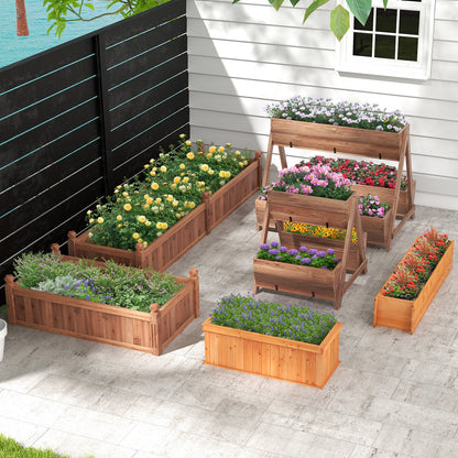 Vertical Raised Garden bed with 3 Wooden Planter Boxes-S, Brown Raised Garden Beds   at Gallery Canada