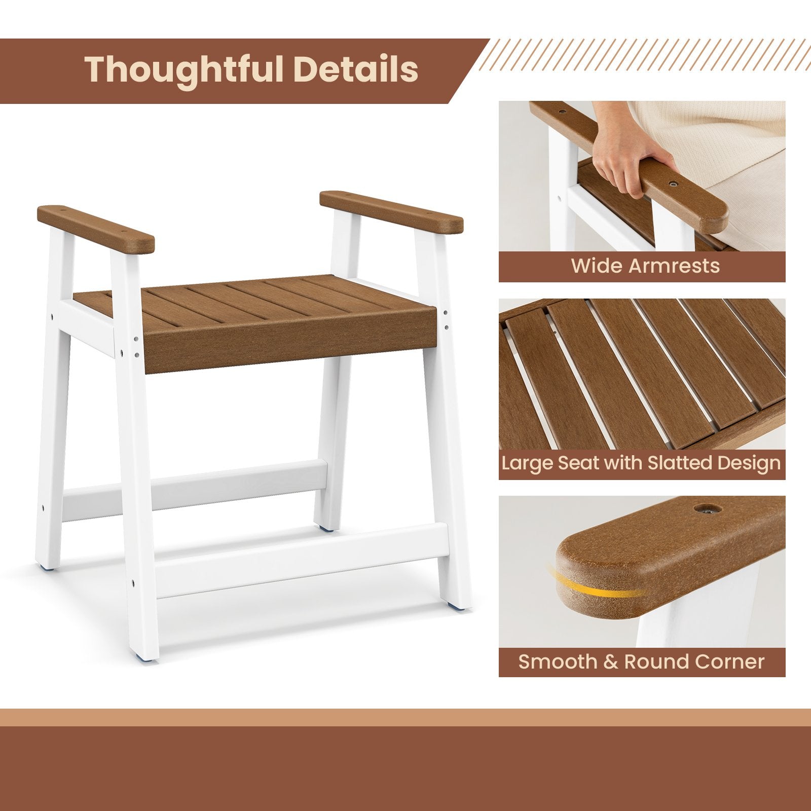 Shower Bench with Arms for Inside Shower Shaving Legs, Brown Bath Safety   at Gallery Canada