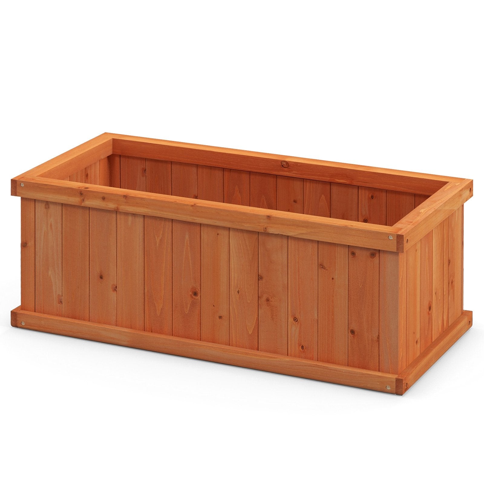 Raised Garden Bed Wooden Planter Box with 4 Drainage Holes and Detachable Bottom Panels, Orange Raised Garden Beds Orange at Gallery Canada