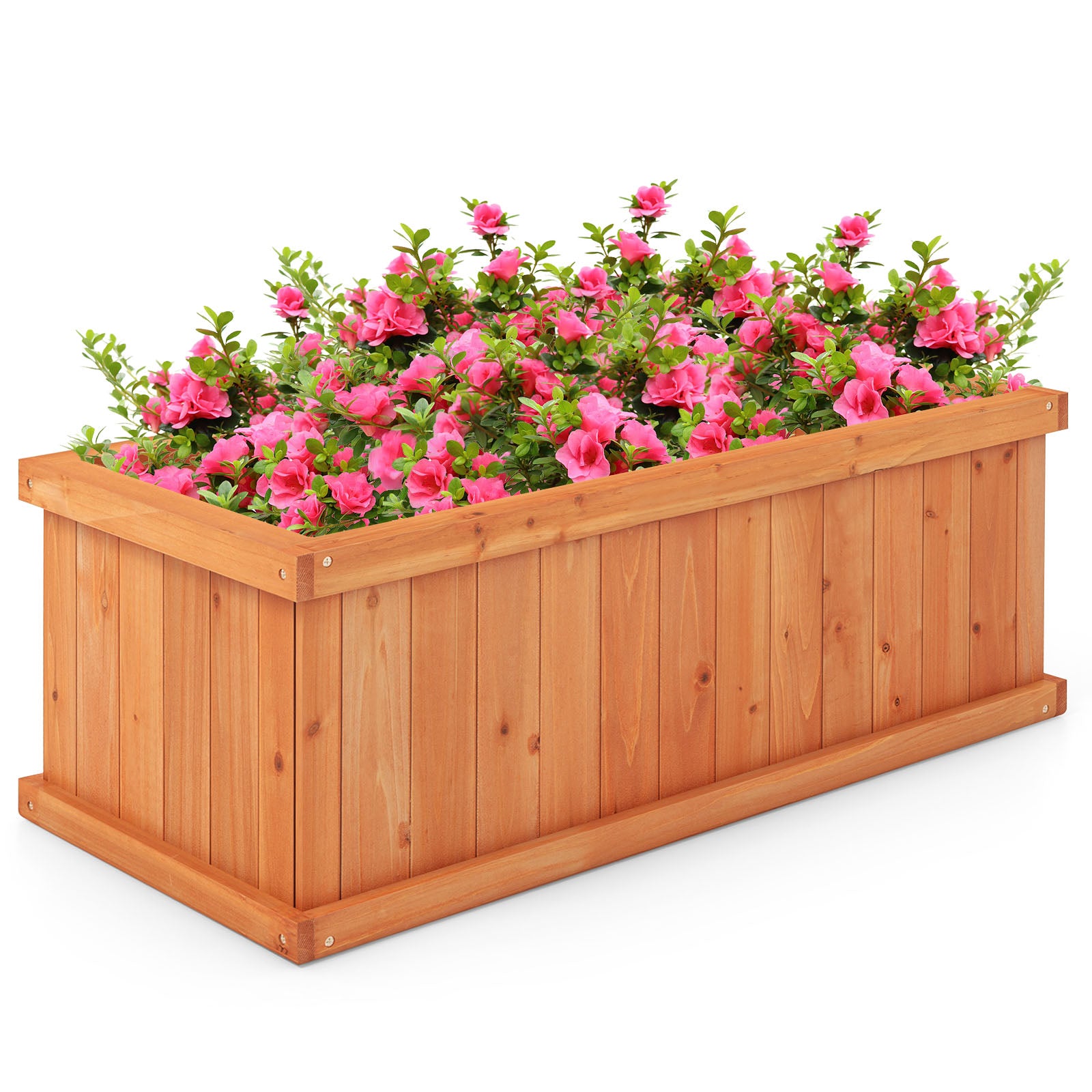 Raised Garden Bed Wooden Planter Box with 4 Drainage Holes and Detachable Bottom Panels, Orange Raised Garden Beds at Gallery Canada