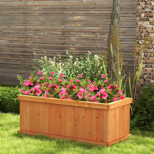 Raised Garden Bed Wooden Planter Box with 4 Drainage Holes and Detachable Bottom Panels, Orange