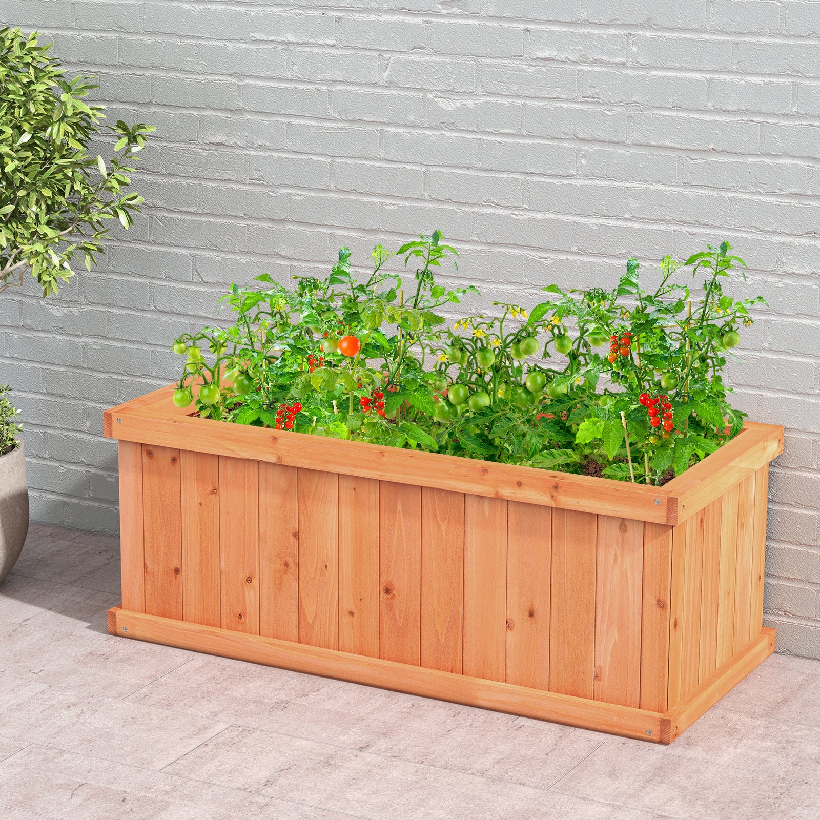 Raised Garden Bed Wooden Planter Box with 4 Drainage Holes and Detachable Bottom Panels, Orange Raised Garden Beds at Gallery Canada