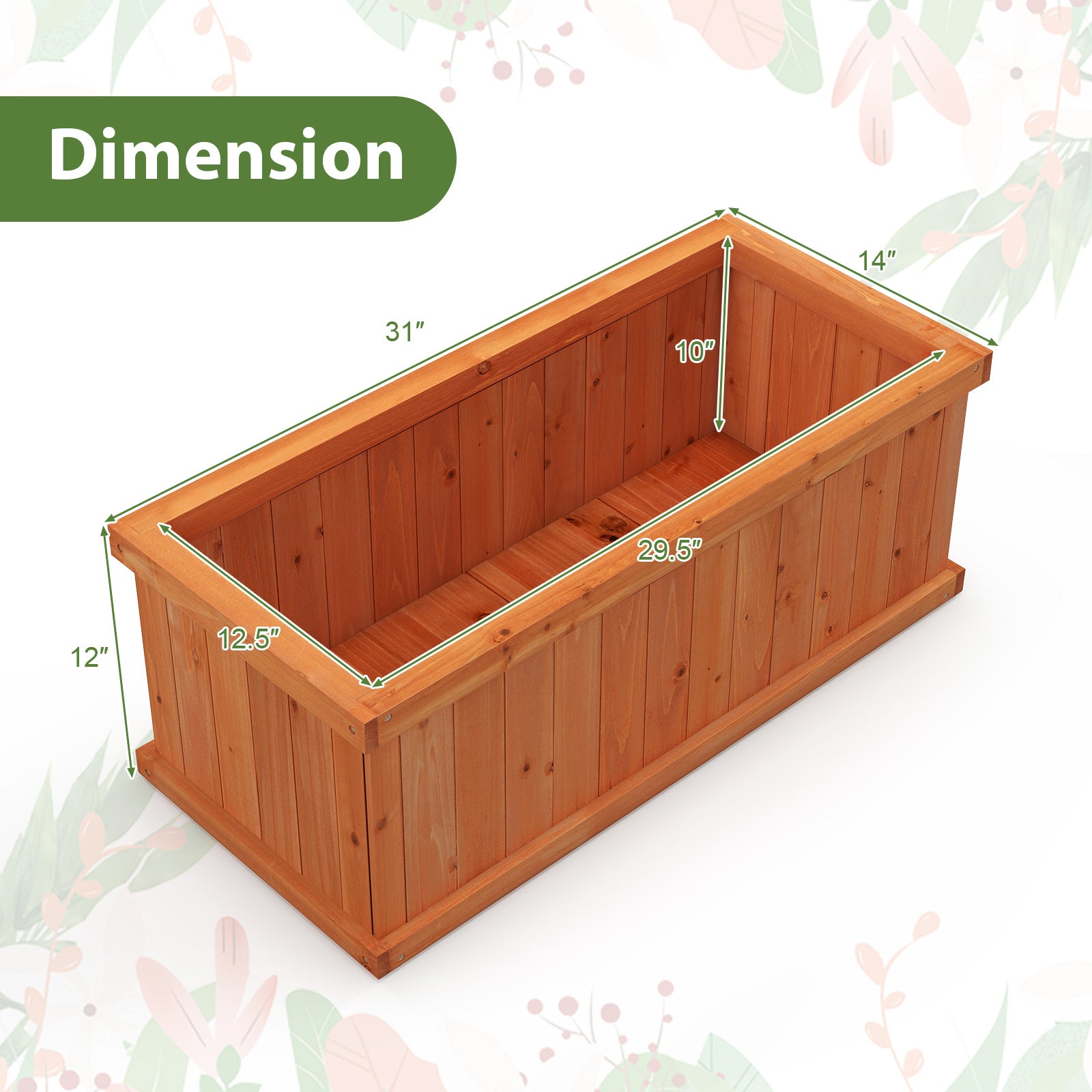 Raised Garden Bed Wooden Planter Box with 4 Drainage Holes and Detachable Bottom Panels, Orange Raised Garden Beds at Gallery Canada
