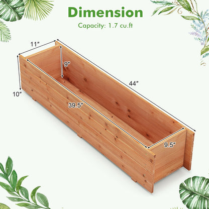 Fir Wood Planter Box with 2 Drainage Holes and 3 Added Bottom Crossbars, Orange - Gallery Canada