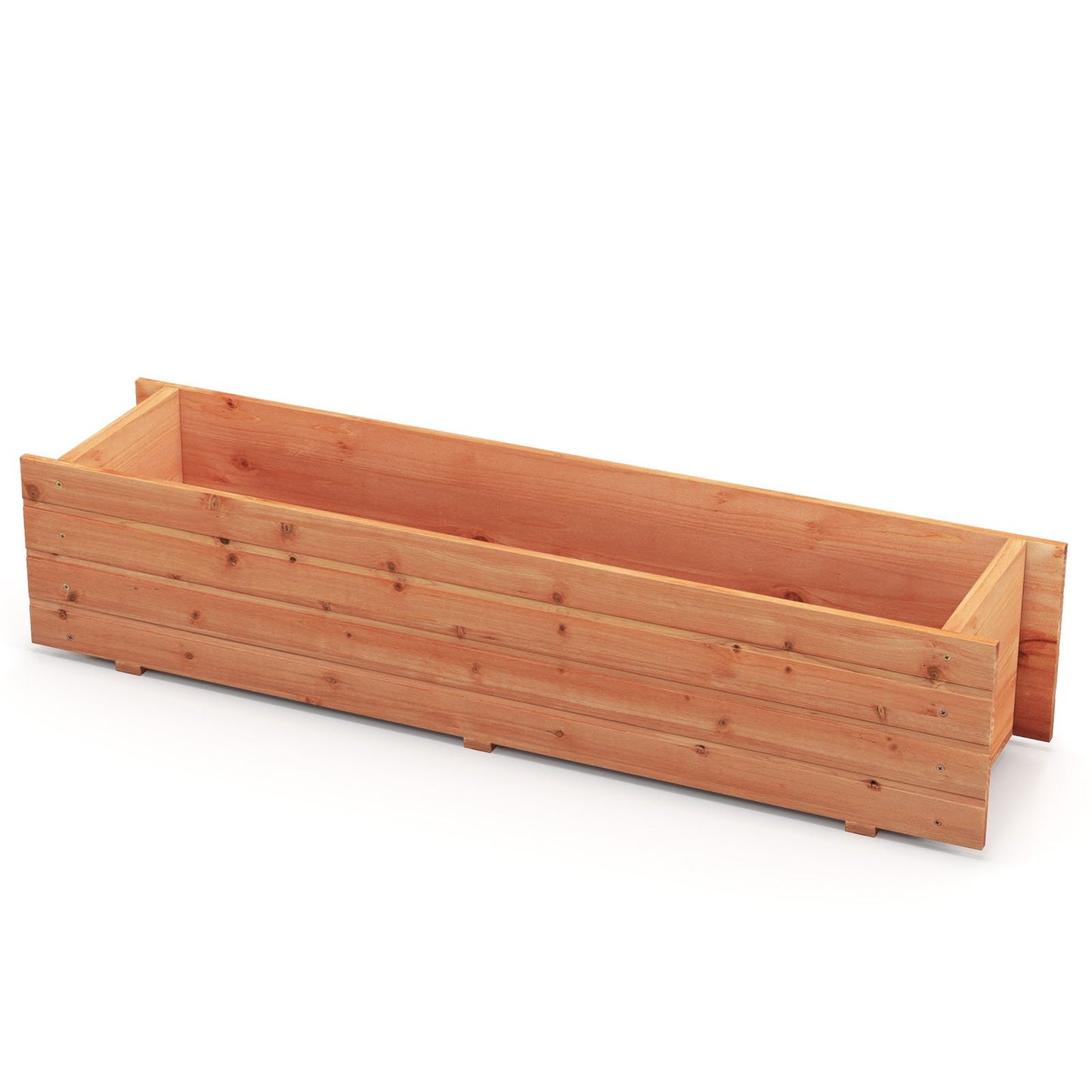 Fir Wood Planter Box with 2 Drainage Holes and 3 Added Bottom Crossbars, Orange - Gallery Canada