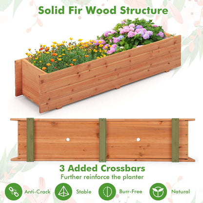 Fir Wood Planter Box with 2 Drainage Holes and 3 Added Bottom Crossbars, Orange Raised Garden Beds   at Gallery Canada