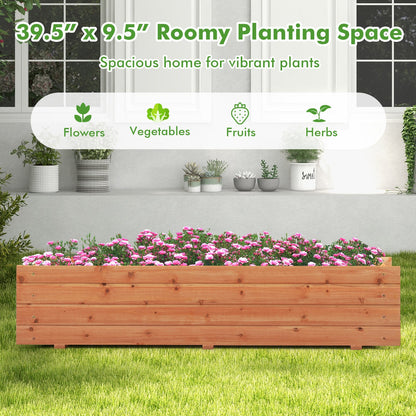 Fir Wood Planter Box with 2 Drainage Holes and 3 Added Bottom Crossbars, Orange Raised Garden Beds   at Gallery Canada