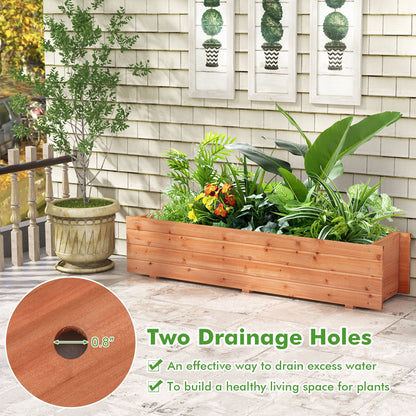 Fir Wood Planter Box with 2 Drainage Holes and 3 Added Bottom Crossbars, Orange - Gallery Canada