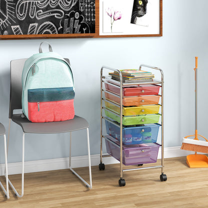 6 Drawers Rolling Storage Cart Organizer, Sheer Rainbow - Gallery Canada