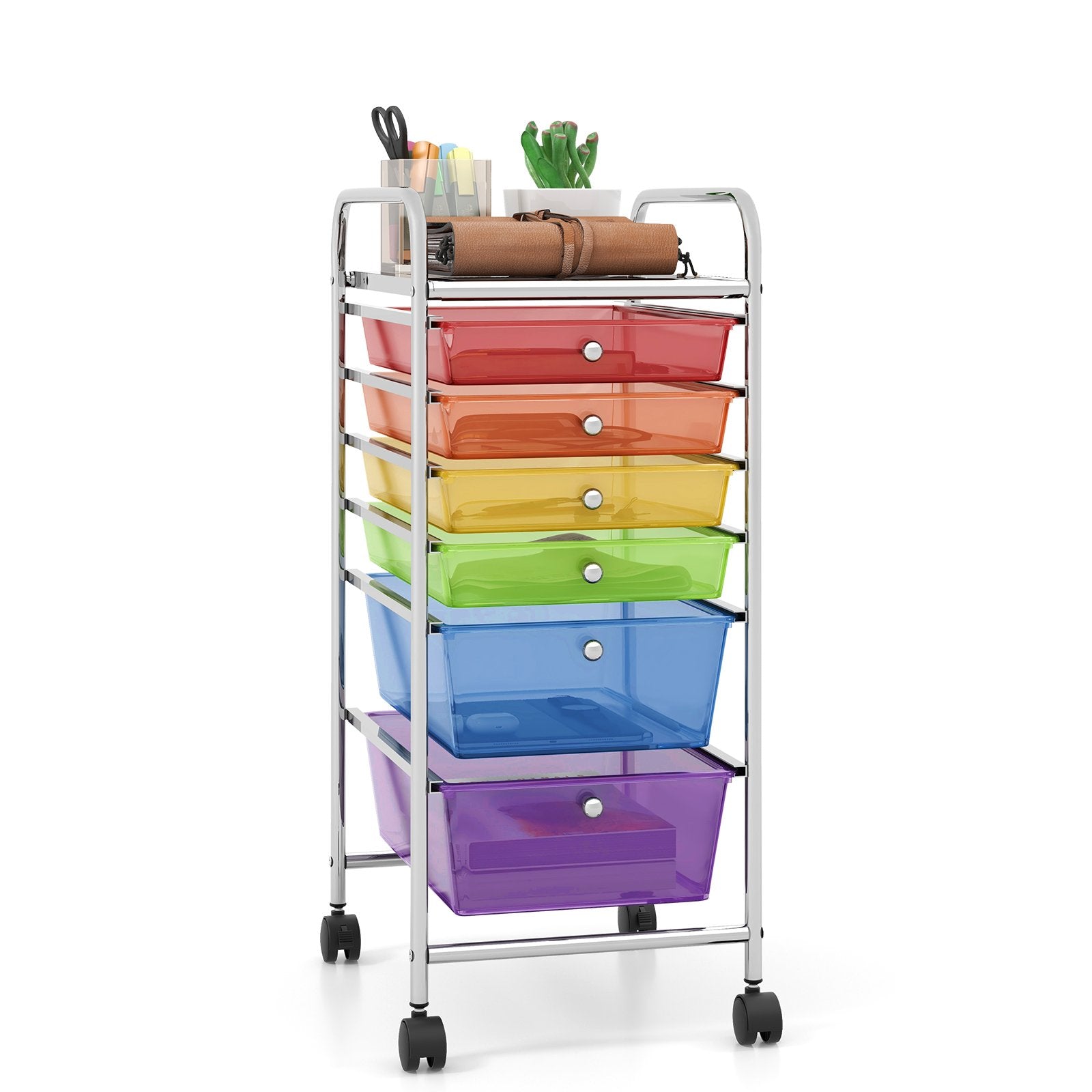 6 Drawers Rolling Storage Cart Organizer, Sheer Rainbow File Cabinets   at Gallery Canada