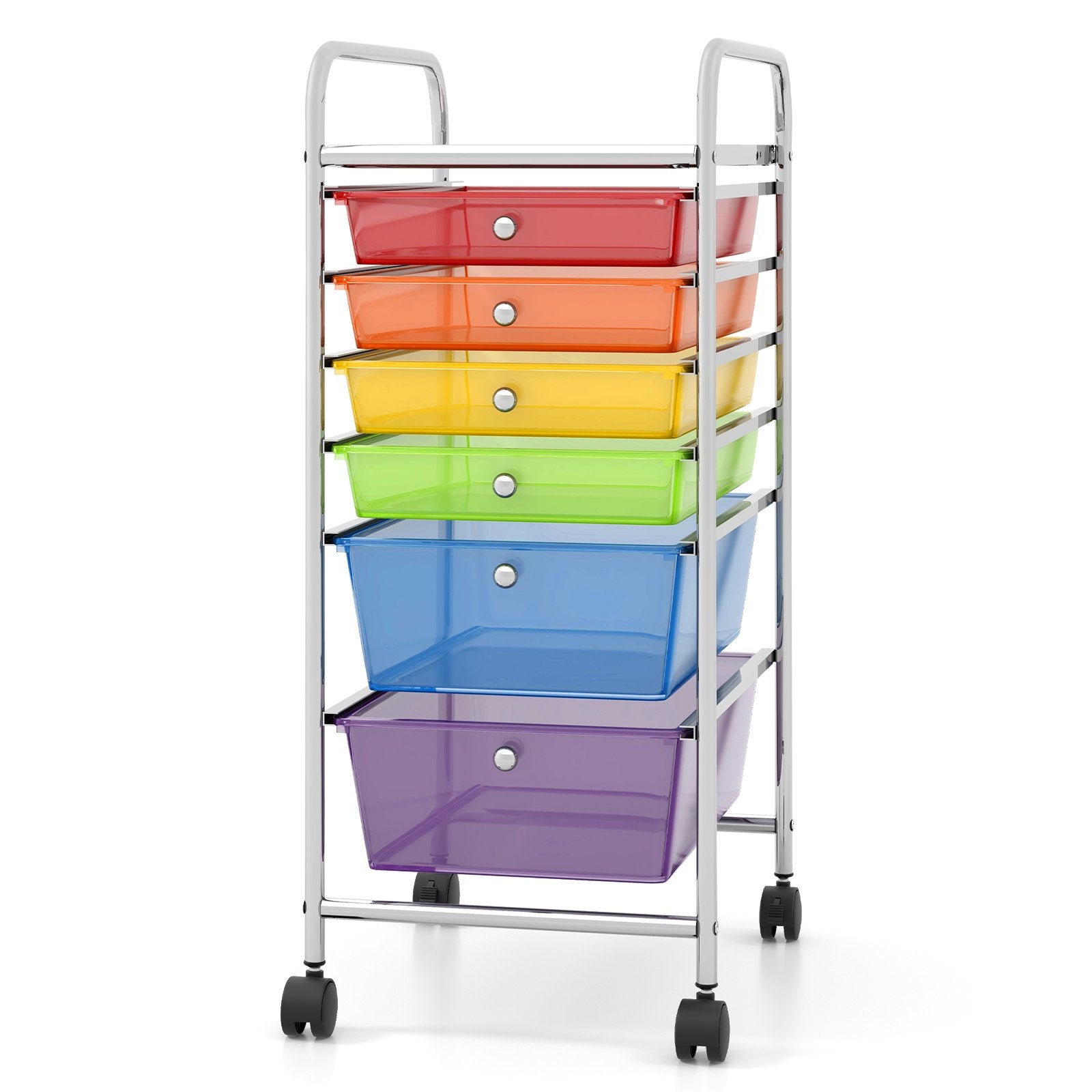 6 Drawers Rolling Storage Cart Organizer, Sheer Rainbow File Cabinets   at Gallery Canada