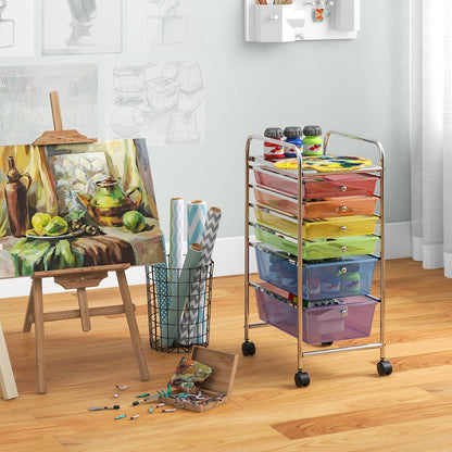 6 Drawers Rolling Storage Cart Organizer, Sheer Rainbow File Cabinets   at Gallery Canada