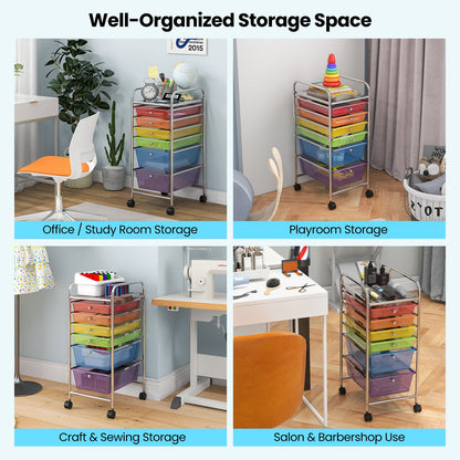 6 Drawers Rolling Storage Cart Organizer, Sheer Rainbow - Gallery Canada