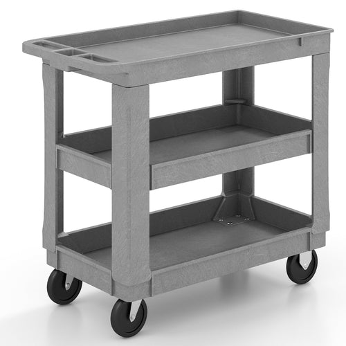 3-Tier Utility Cart with 550 LBS Max Load and Adjustable Middle Shelf, Gray