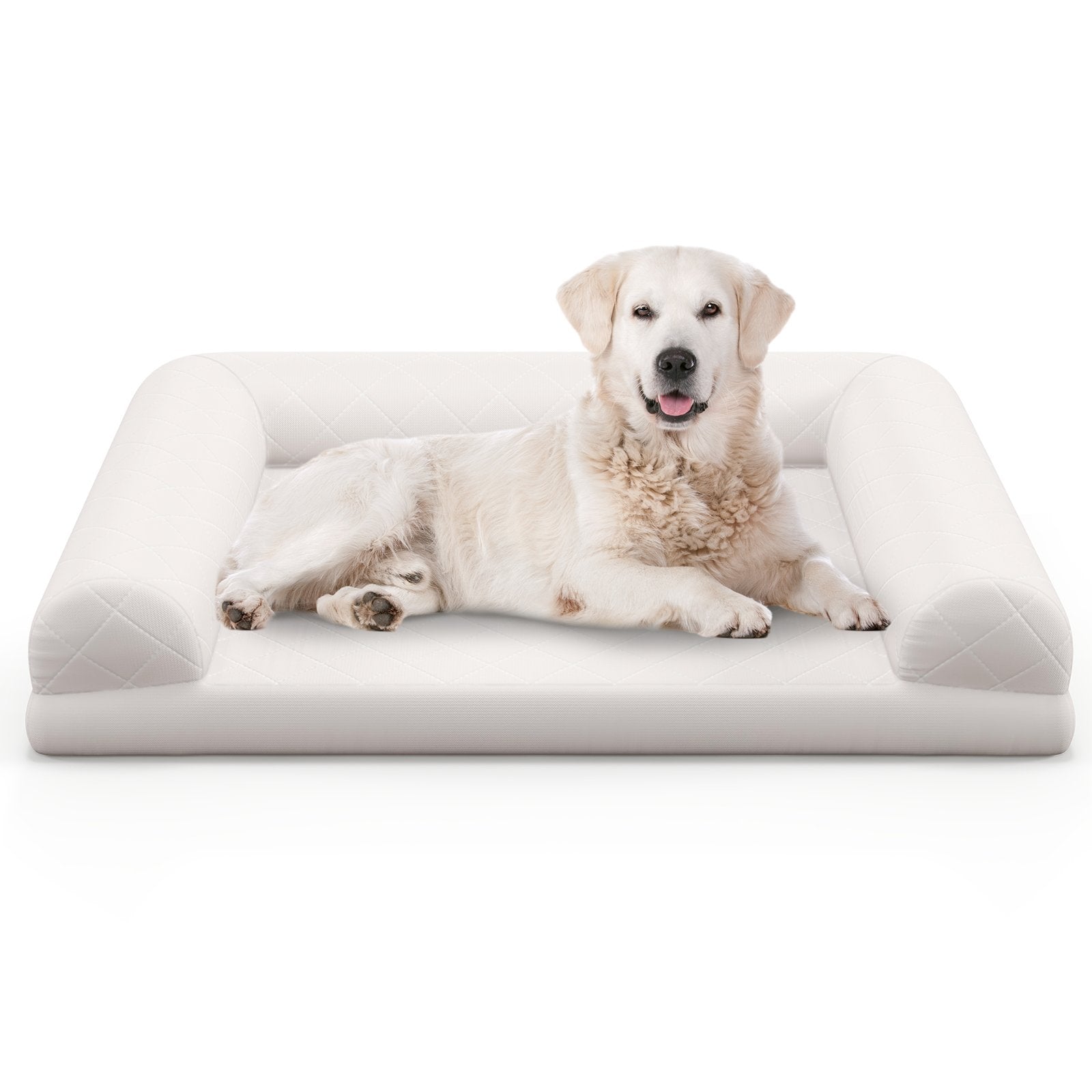 Egg-Foam Dog Crate Bed with 3-Side Bolster and Removable Washable Bed Cover, Beige Dog Supplies   at Gallery Canada