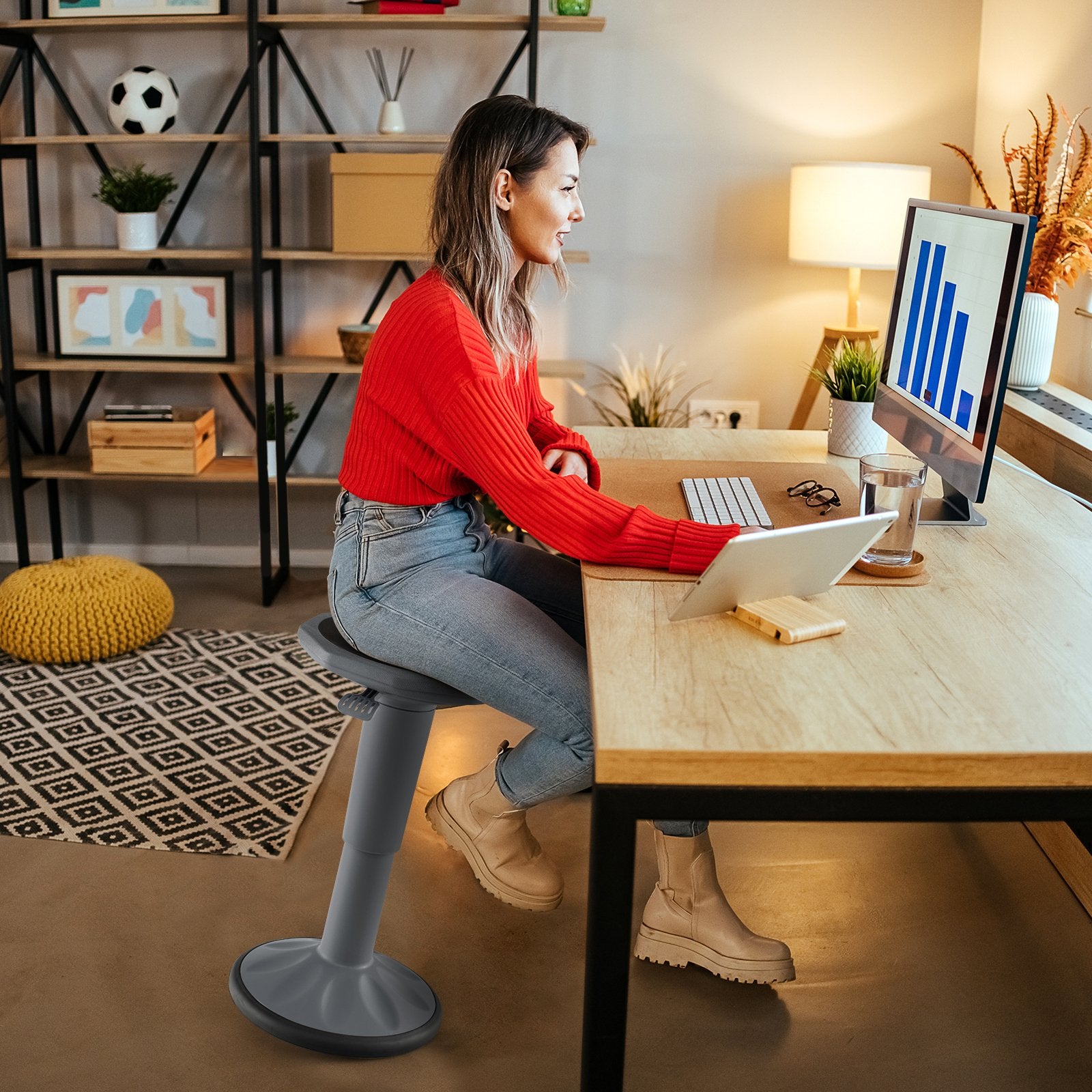 Adjustable-Height Wobble Chair Active Learning Stool for Office Stand Up Desk, Gray Kneeling Chiars   at Gallery Canada