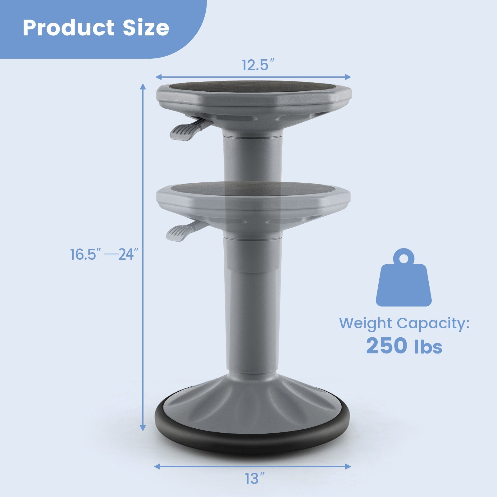 Adjustable-Height Wobble Chair Active Learning Stool for Office Stand Up Desk, Gray Kneeling Chiars   at Gallery Canada