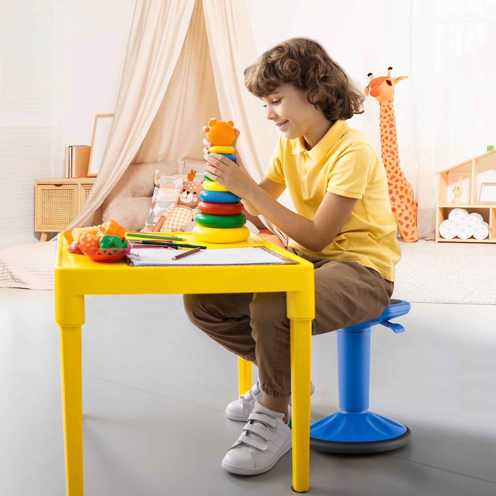 Adjustable-Height Wobble Chair Active Learning Stool for Office Stand Up Desk, Navy Kneeling Chiars   at Gallery Canada