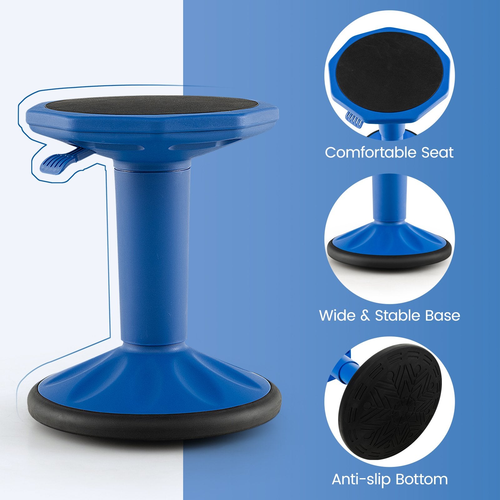 Adjustable-Height Wobble Chair Active Learning Stool for Office Stand Up Desk, Navy Kneeling Chiars   at Gallery Canada