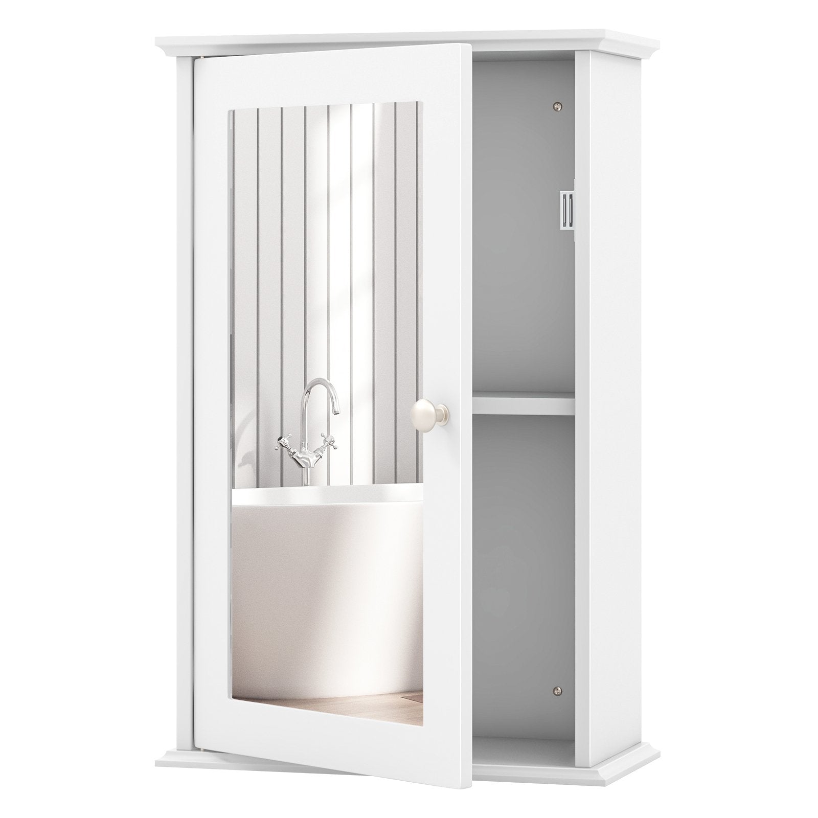 Bathroom Wall Cabinet with Single Mirror Door, White Wall Cabinets   at Gallery Canada