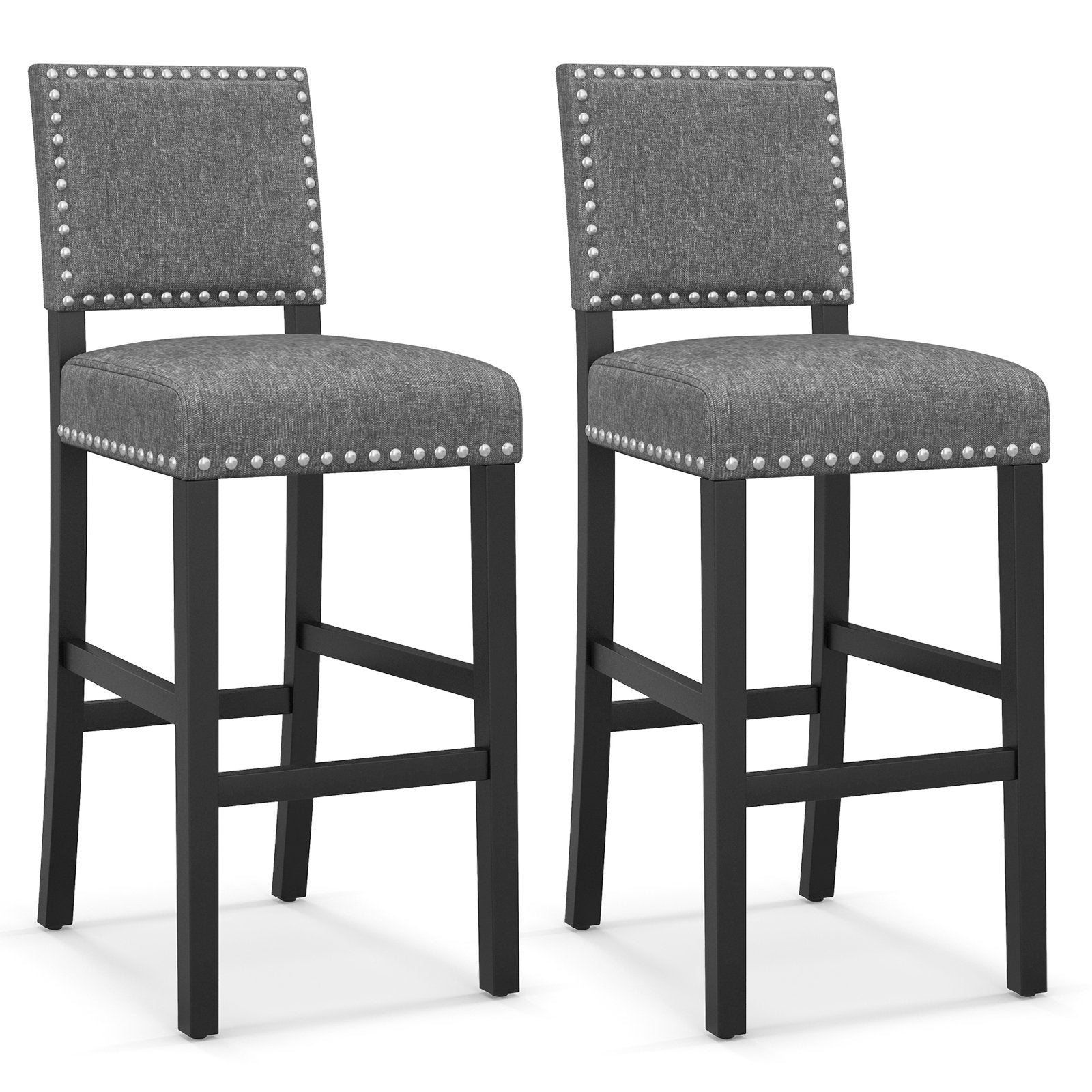 38.5/43.5 Inch Set of 2 Counter Height Chairs with Solid Rubber Wood Frame-M, Gray Dining Chairs   at Gallery Canada