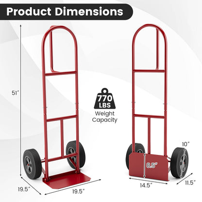 P-Handle Sack Truck with 10 Inch Wheels and Foldable Load Area, Red - Gallery Canada