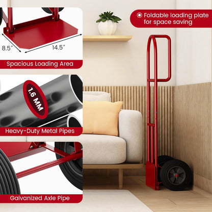 P-Handle Sack Truck with 10 Inch Wheels and Foldable Load Area, Red Garages   at Gallery Canada