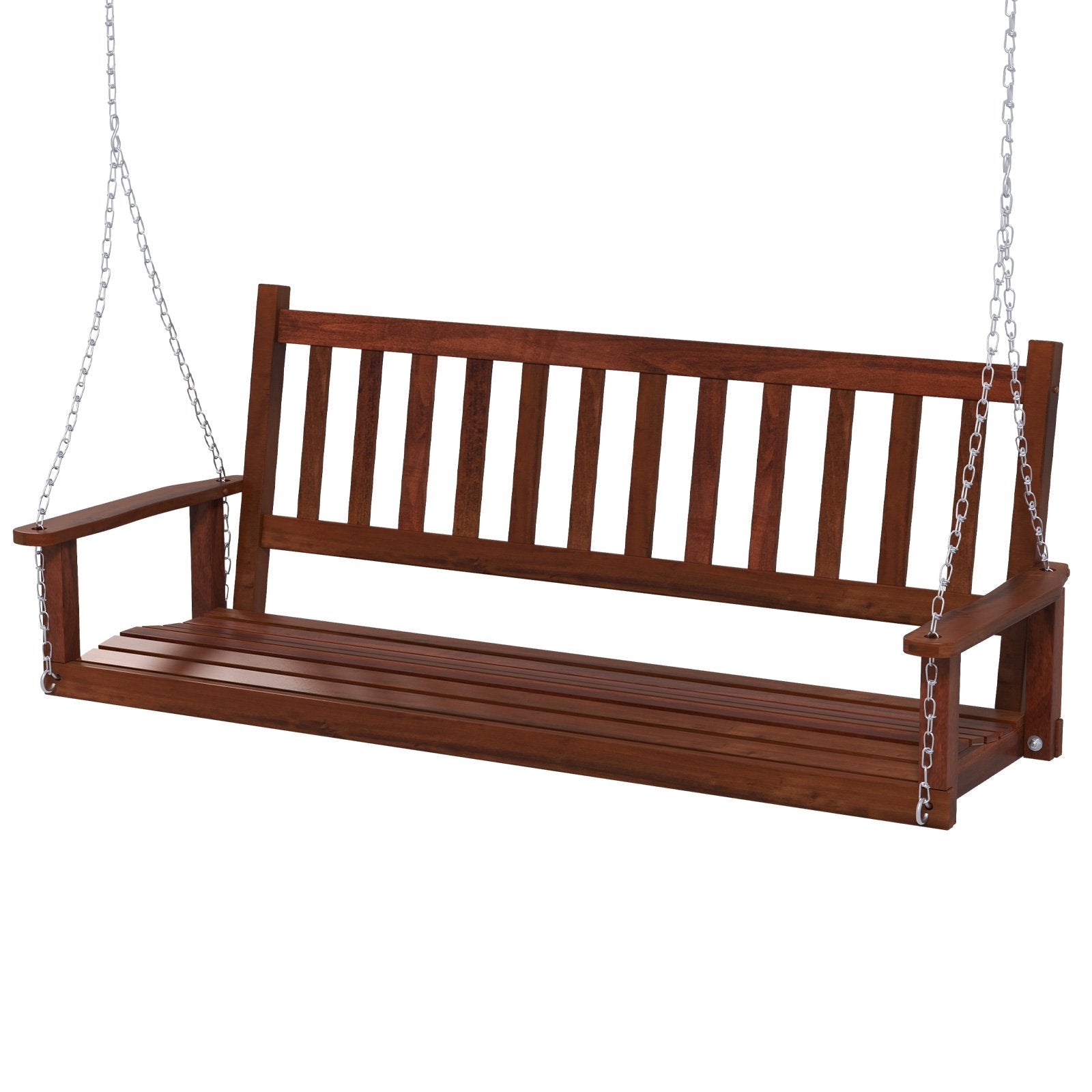 3-Person Wooden Outdoor Porch Swing with 800 lbs Weight Capacity, Brown Porch Swings   at Gallery Canada