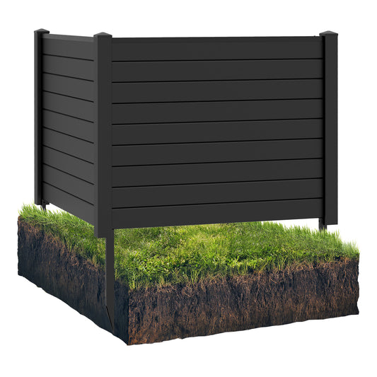 Outdoor PVC Privacy Screens Fence Panels with 20 Inch Long Stakes, Black - Gallery Canada