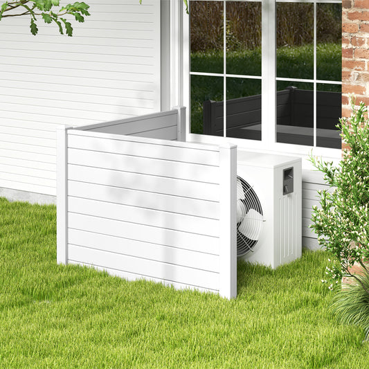 Outdoor PVC Air Conditioner Fence with 20 Inch Long Stakes, White - Gallery Canada