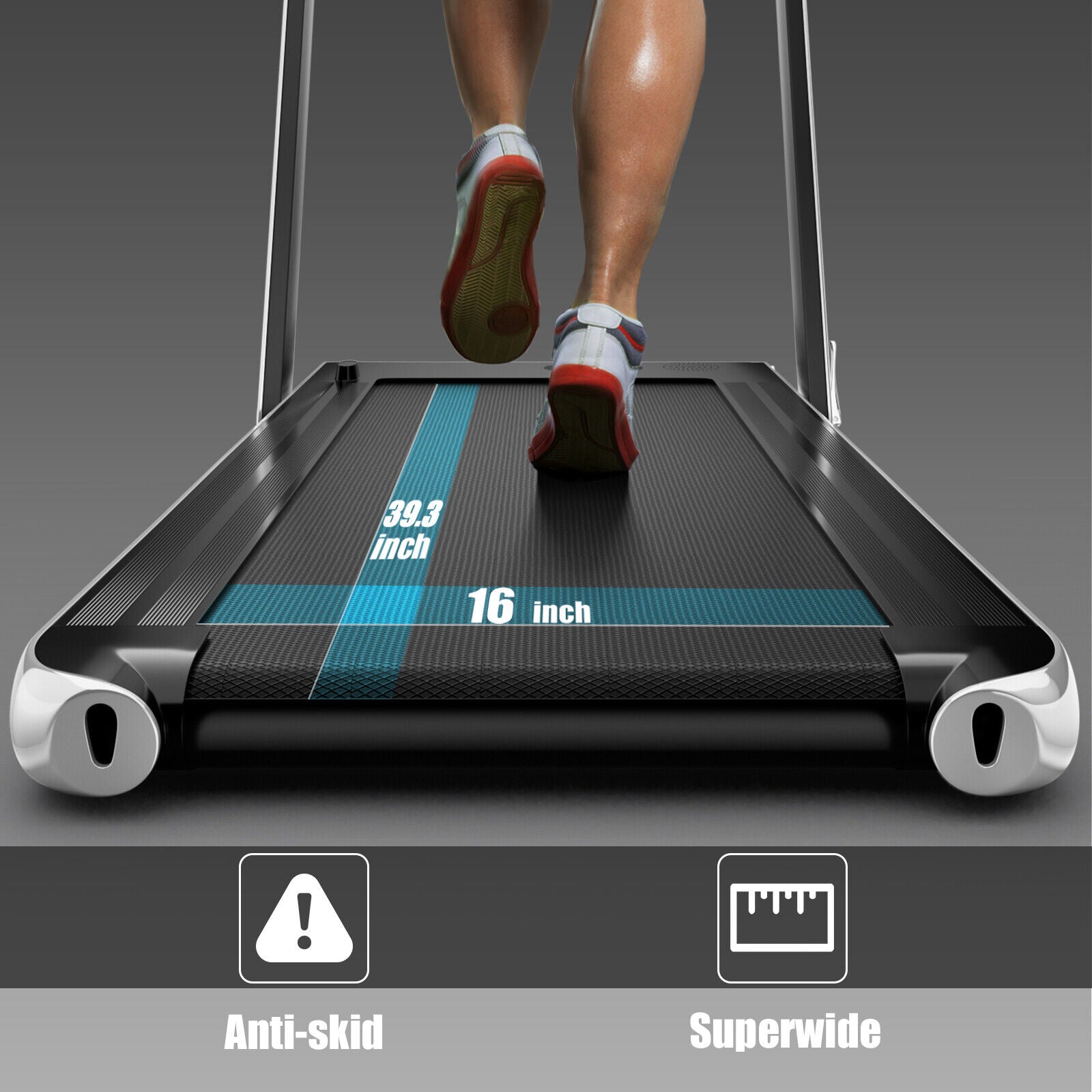2.25HP 2 in 1 Folding Treadmill with APP Speaker Remote Control, Silver Treadmills at Gallery Canada