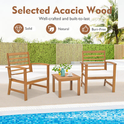 3 Pieces Outdoor Furniture Set with Soft Seat Cushions, White Patio Conversation Sets   at Gallery Canada