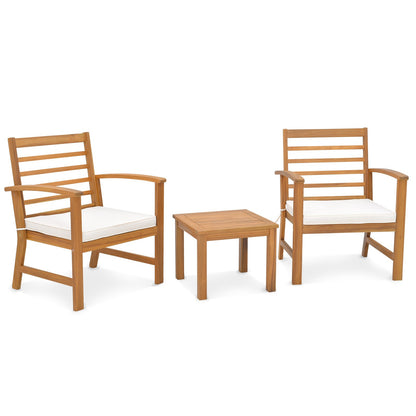 3 Pieces Outdoor Furniture Set with Soft Seat Cushions, White Patio Conversation Sets   at Gallery Canada