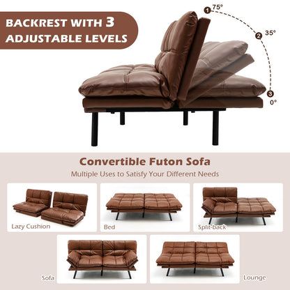 Convertible Memory Foam Futon Sofa Bed with Adjustable Armrest, Brown Sofas & Loveseats   at Gallery Canada