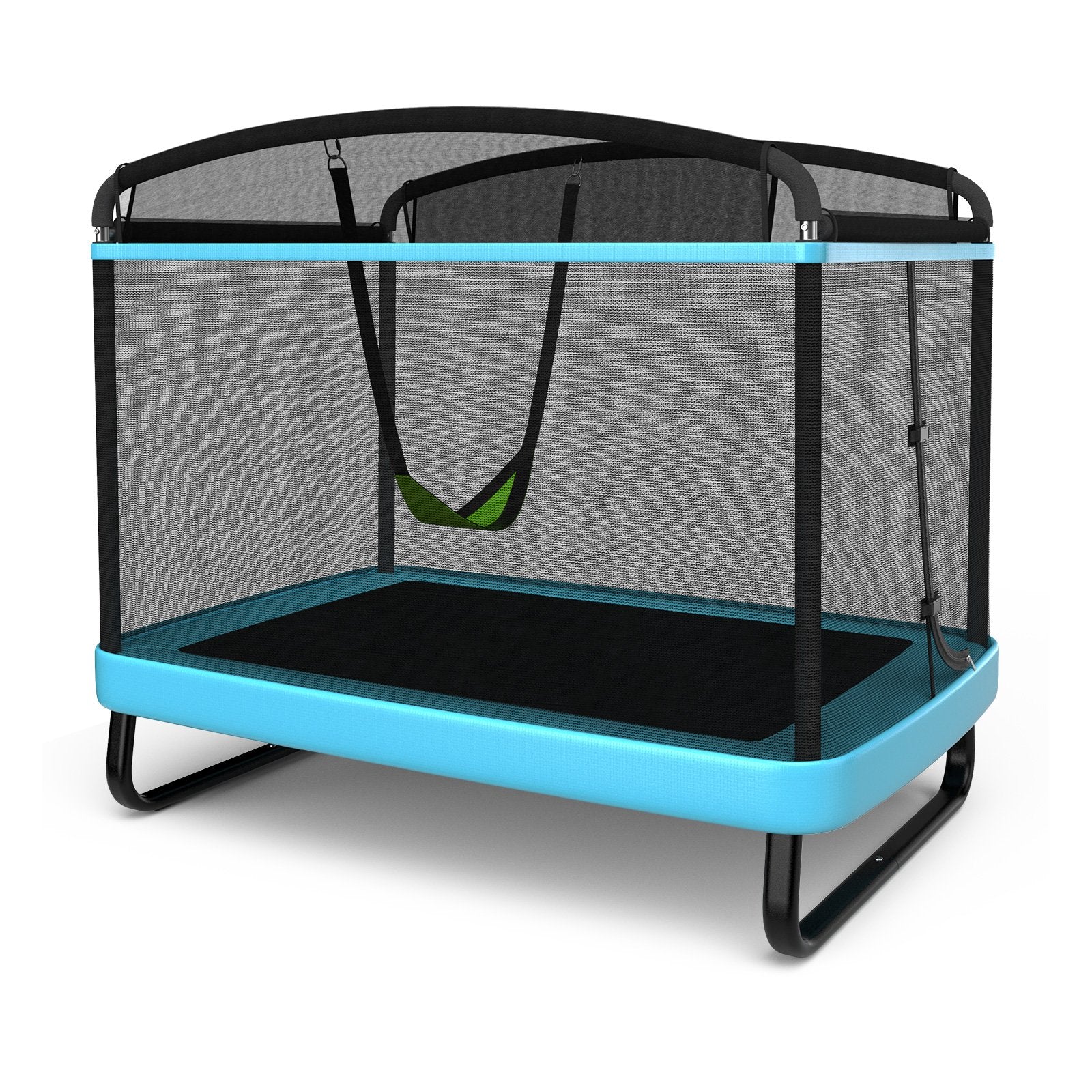 6 Feet Kids Entertaining Trampoline with Swing Safety Fence, Blue Trampolines   at Gallery Canada