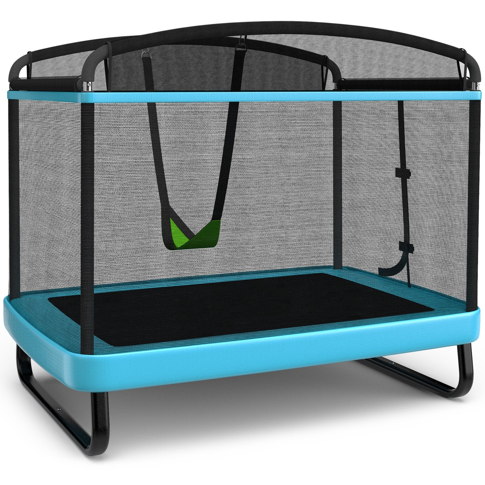 6 Feet Kids Entertaining Trampoline with Swing Safety Fence, Blue Trampolines   at Gallery Canada