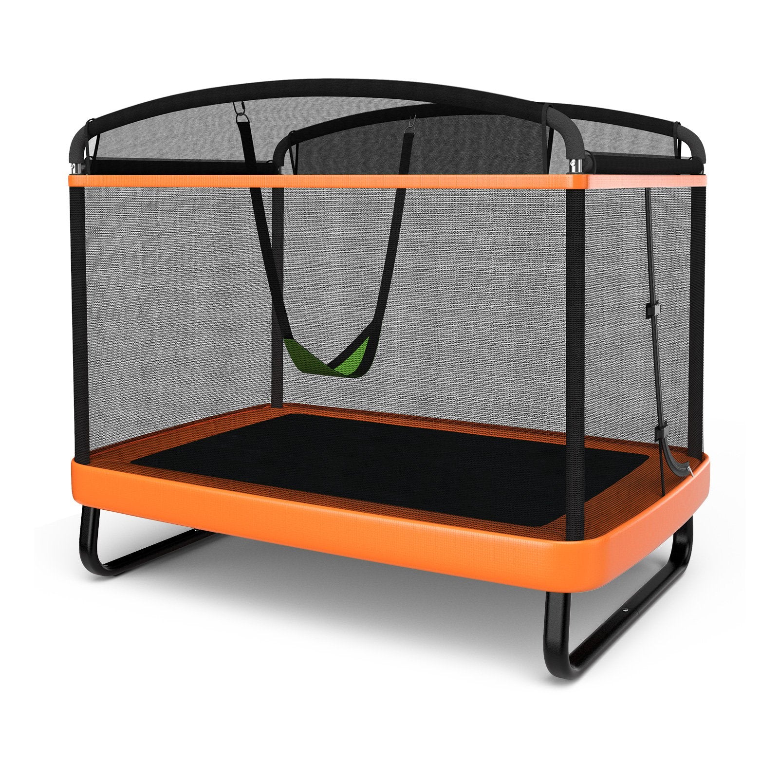 6 Feet Kids Entertaining Trampoline with Swing Safety Fence, Orange Trampolines   at Gallery Canada