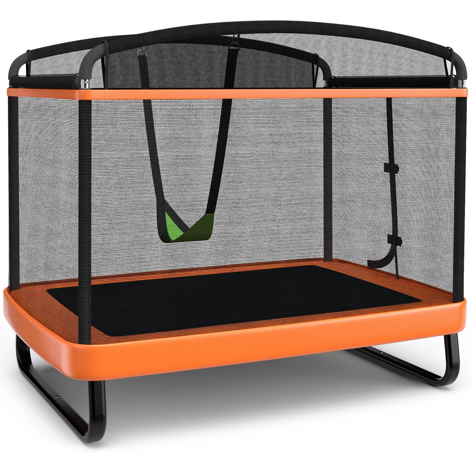 6 Feet Kids Entertaining Trampoline with Swing Safety Fence, Orange Trampolines   at Gallery Canada