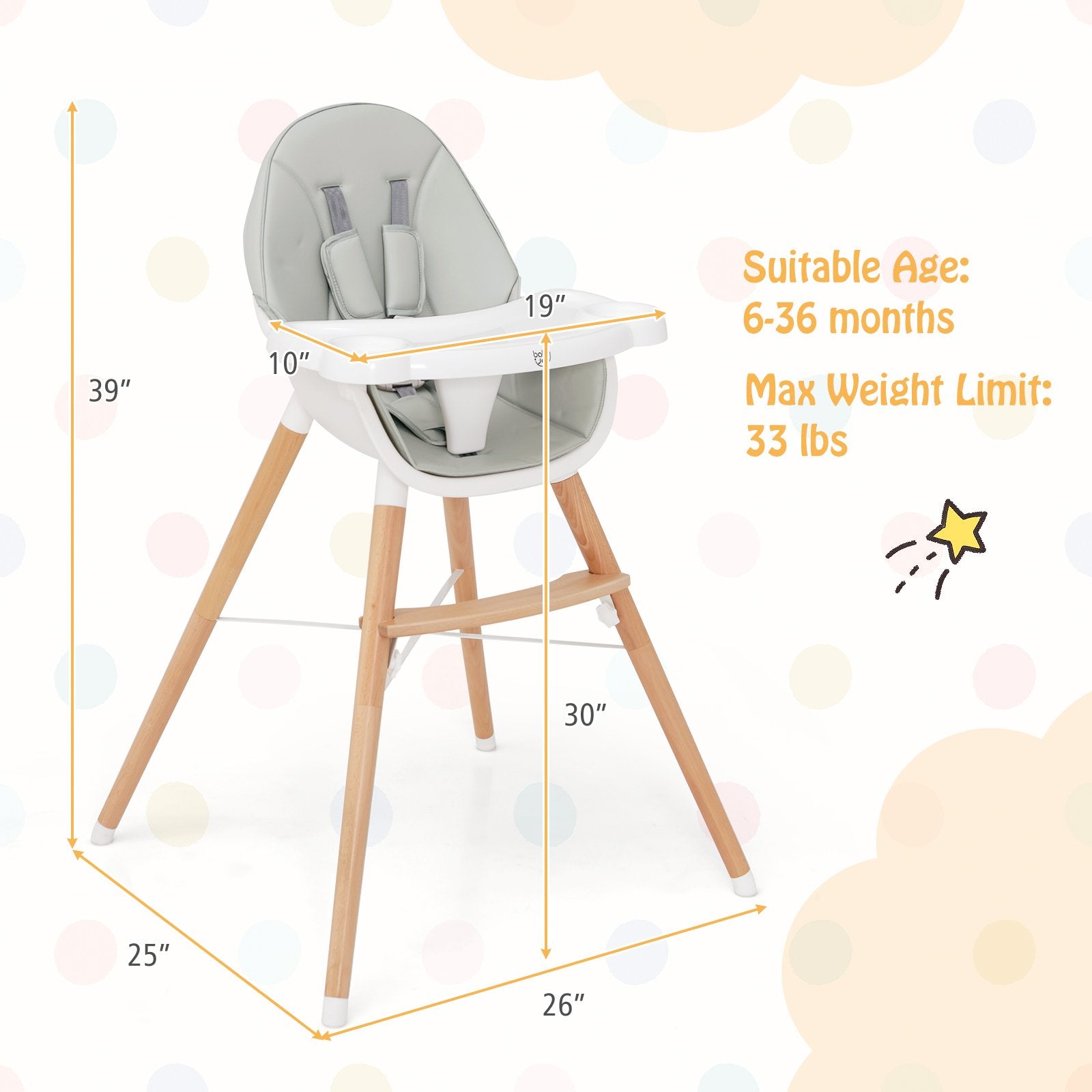Baby High Chair with Dishwasher Safe Tray, Gray High Chairs   at Gallery Canada