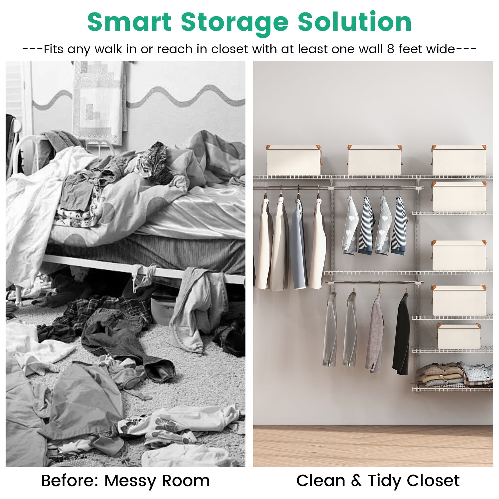Adjustable Closet Organizer Kit with Shelves and Hanging Rods for 4 to 6 Feet, White Clothing & Closet Storage at Gallery Canada