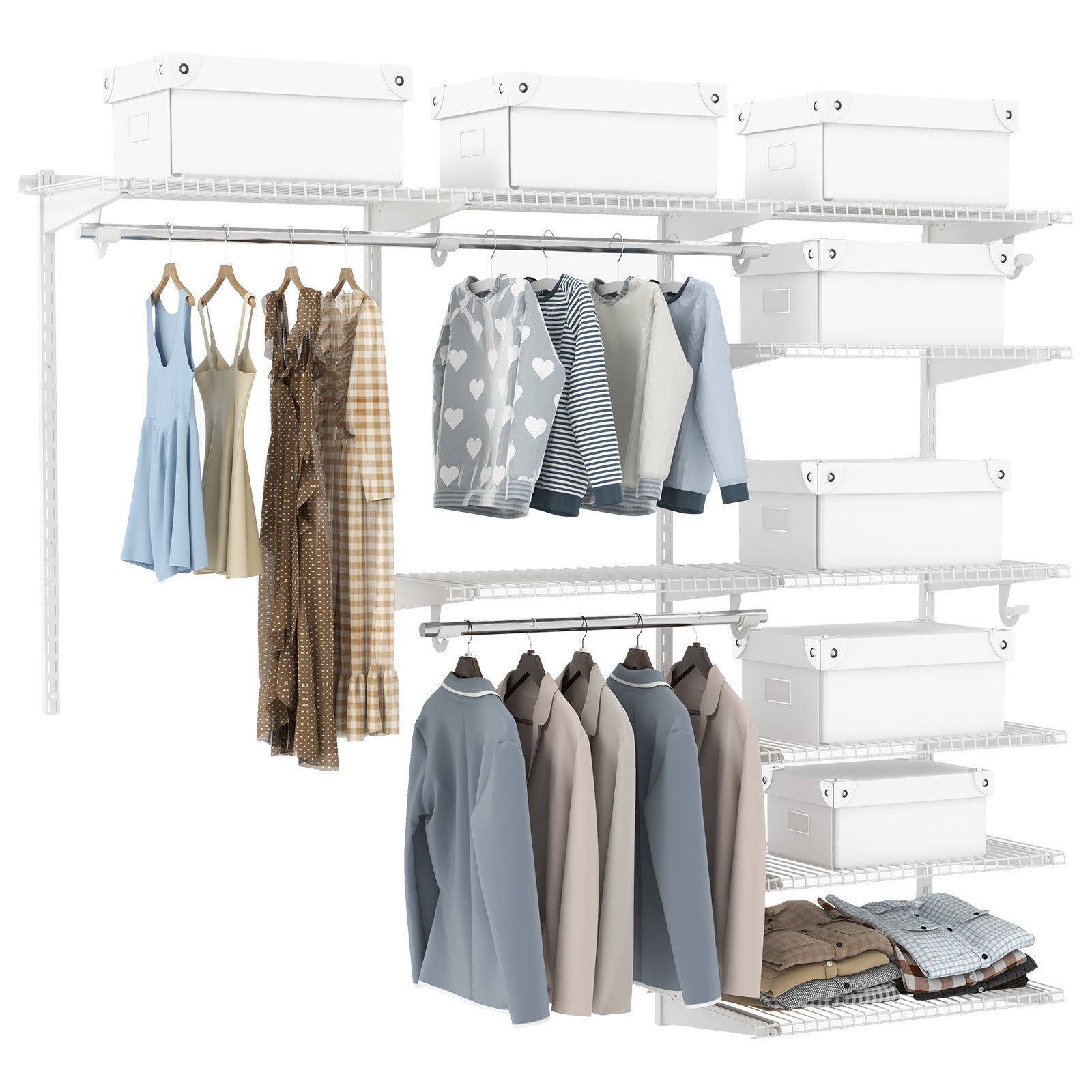 Adjustable Closet Organizer Kit with Shelves and Hanging Rods for 4 to 6 Feet, White Clothing & Closet Storage at Gallery Canada