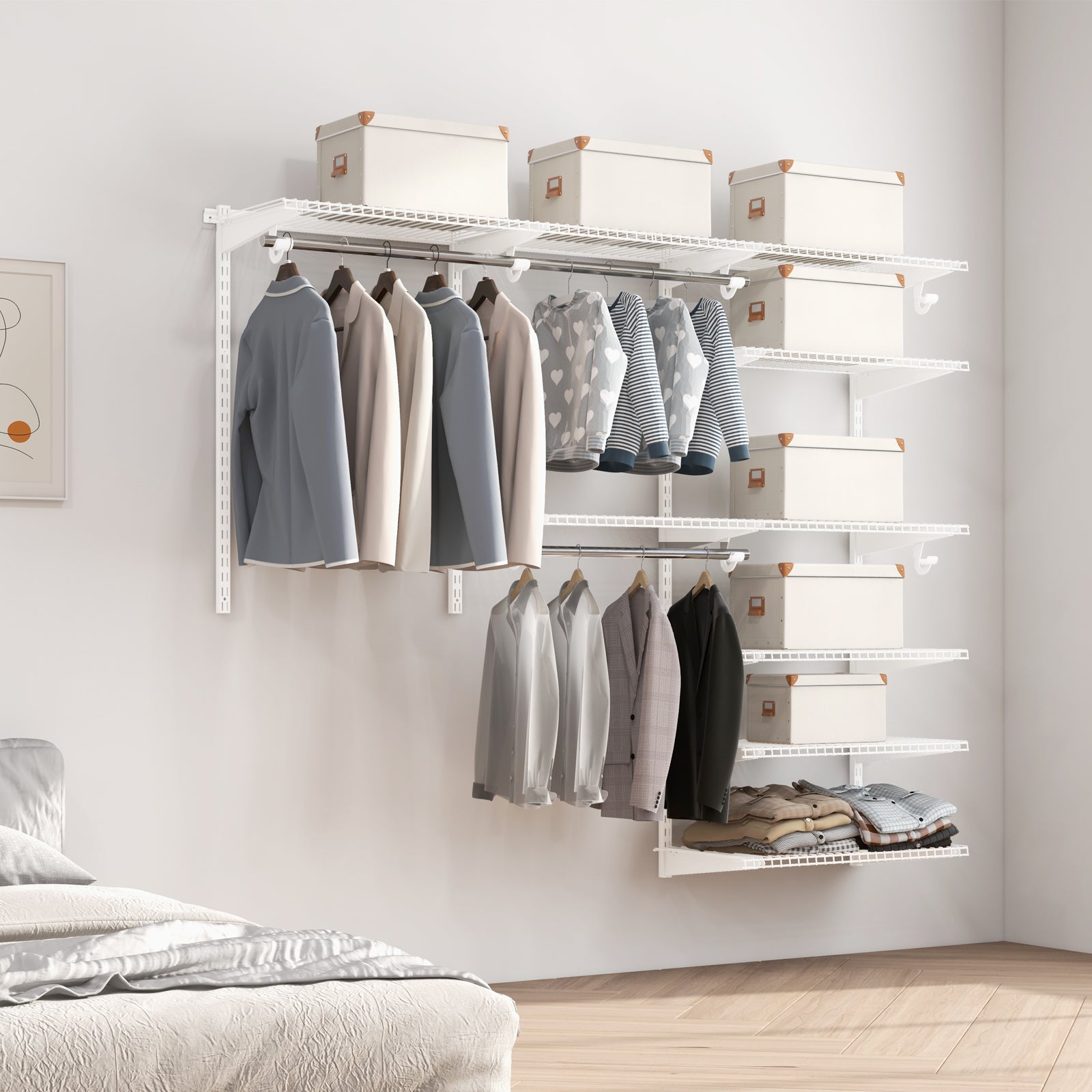 Adjustable Closet Organizer Kit with Shelves and Hanging Rods for 4 to 6 Feet, White Clothing & Closet Storage at Gallery Canada