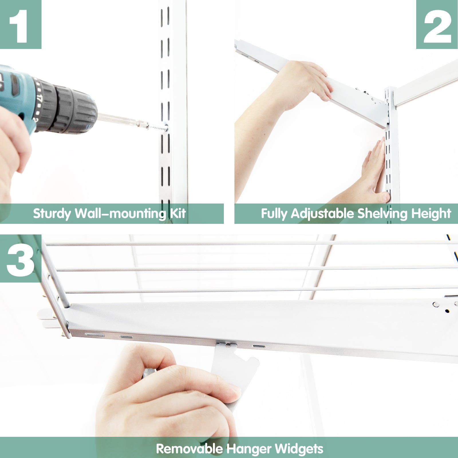 Adjustable Closet Organizer Kit with Shelves and Hanging Rods for 4 to 6 Feet, White Clothing & Closet Storage at Gallery Canada