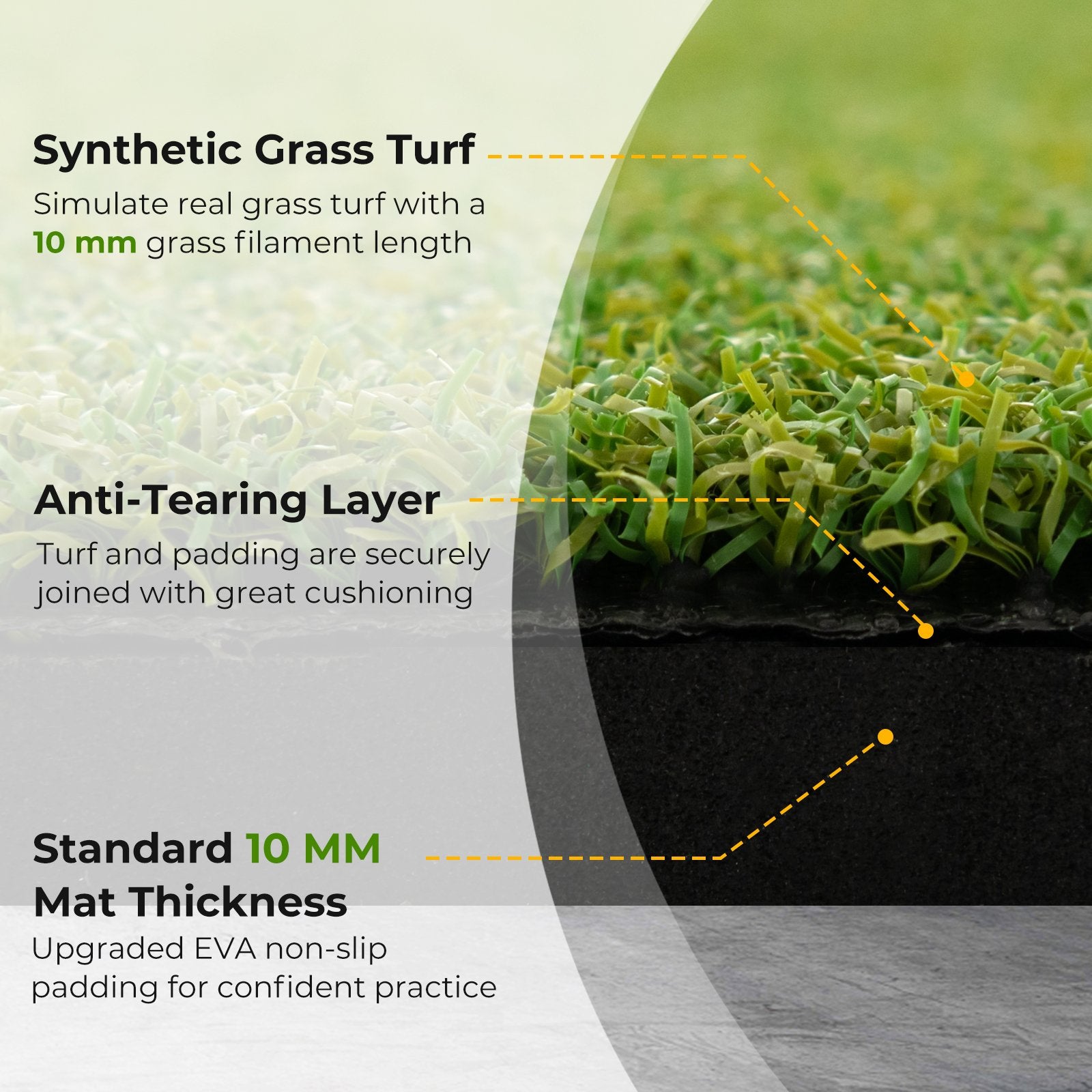 5 x 3 ft Artificial Turf Grass Practice Mat for Indoors and Outdoors-20mm, Green Golf   at Gallery Canada