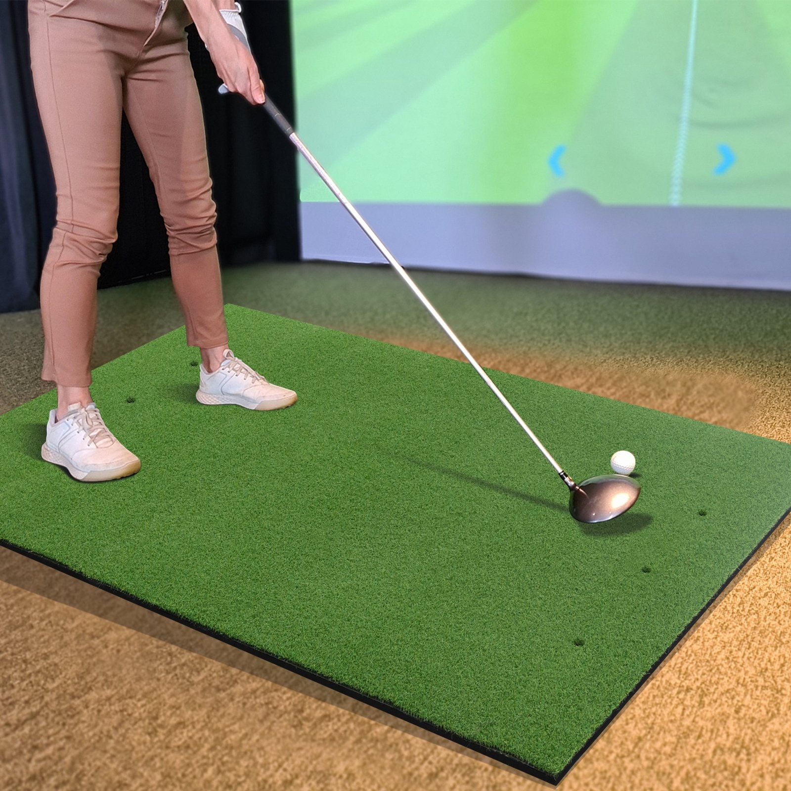 Artificial Turf Mat for Indoor and Outdoor Golf Practice Includes 2 Rubber Tees and 2 Alignment Sticks-25mm, Green Golf   at Gallery Canada